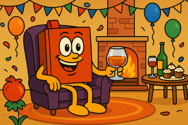 Festus Maximus, Festbogens maskot, nyder en stille avec i lænestolen